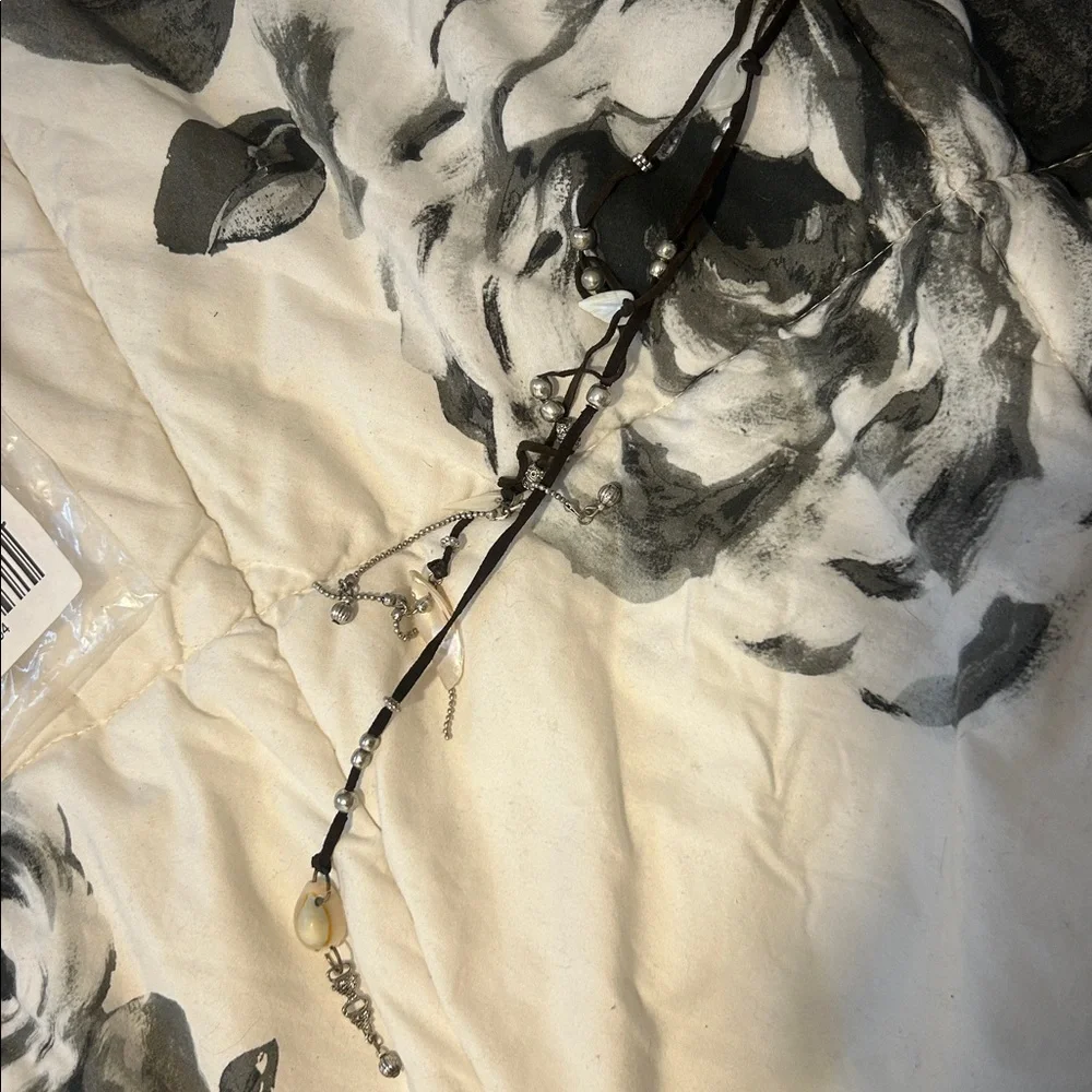 NWT Free People Sea Shell Black‎ Rope Suede Beaded Hair Clip-in Accessory